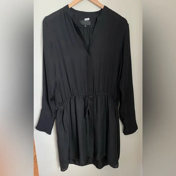 NILI LOTAN Henley Button Down Silk Dress Black Size Medium Luxury Minimalist - Picture 3 of 15